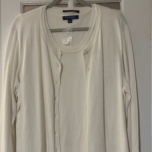 Chadwicks Cream Button-Up Cardigan & tank sweater set. NEW!